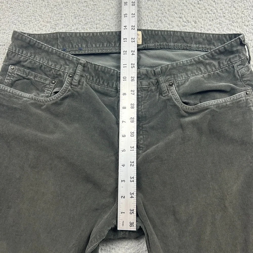 Faherty Pants Mens 34 Green Stretch Corduroy 5 Pocket Slim Tailored